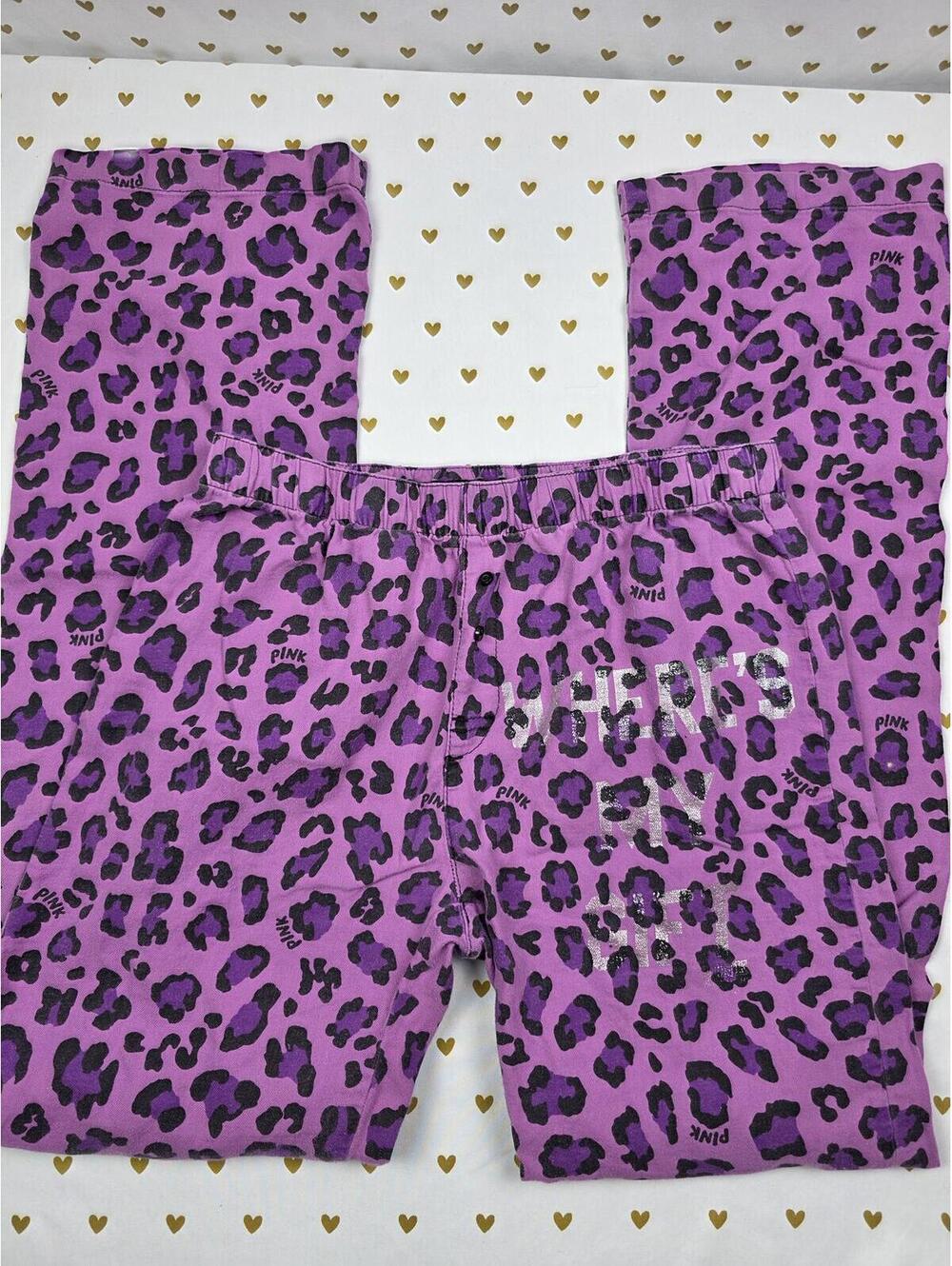 Victorias Secret PINK Vintage Purple Leopard Cheetah Sleep Pants XS
